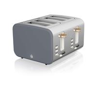 Swan ST14620GRYN Nordic 4-Slice Toaster with Defrost/Reheat/Cancel Functions, Cord Storage, 1500W, Grey