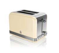 Swan ST19010CN Retro 2-Slice Toaster with Defost/Reheat/Cancle Functions, Cord Storage, 815W, Retro Cream