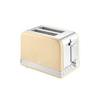 Swan St19010Cn Retro 2-Slice Toaster With Defrost/Reheat/Cancel Functions, Cord Storage, 815W, Cream Cream