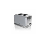 Swan ST19010GRN Retro 2-Slice Toaster with Defost/Reheat/Cancel Functions, Cord Storage, 815W, Retro, Stainless Steel in Grey