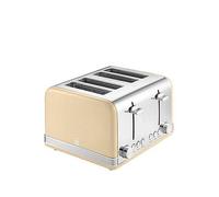 Swan St19020Cn Retro 4-Slice Toaster With Defrost/Reheat/Cancel Functions, Cord Storage, 1600W, Cream Cream
