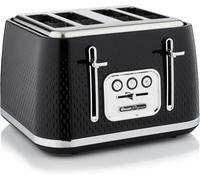 Swan ST19025BLK Elegance 4 Slice Toaster with 7 Browning Levels, Defrost and Reh