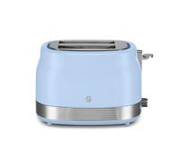 Swan ST19028BLU Retro 2 Slice Toaster with 6 Browning Levels for Toast, Bagels, Breakfast Muffins, Defrost/Reheat/Cancel, Hidden Cord Storage, Non-Slip Feet, 930W, Blue