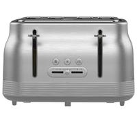 Swan ST19029SS Retro 4 Slice Toaster with 7 Browning Levels, Removable Crumb Trays, Defrost, Reheat and Cancel Functions, Hidden Cord Storage, Non-Slip Feet, 1860W, Stainless Steel