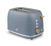 Swan ST19030GRY Fjord 2-Slice Toaster with 7 Browning Levels, Defrost/Reheat/Cancel, 800W, Grey & Wooden Accents