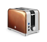 Swan ST19031COP Solace 2 Slice Toaster, Premium Stainless Steel with a High Gloss Finish, 7 Browning Levels, Defrost, Reheat and Cancel Functions, Non-Slip Feet, Self-Centring Function, 930W, Copper