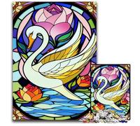 Swan Stained Glass Style1000 Piece Jigsaw Puzzles for Adults Puzzles for Adults Relaxing Entertainment Home Decor 1000 PCS(75x50cm)