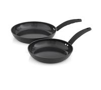 Swan Stealth 2 Piece Forged Aluminium Frying Pan Set with 5X Stronger Toxin Free Ceramic Coating, 24/28cm Frying Pans, Induction Compatible, Black