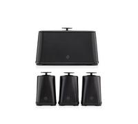 Swan Stealth 4 Piece Bread Bin And Storage Canister Set, Matte Black Black