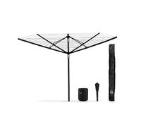 Swan Stealth 60m Rotary Airer with Adjustable Height, Steel Metal Ground Spike, Premium Zip Cover and Peg Bag with Carabiner, Aluminium Construction, Matt Black Finish, SWLC1005BLKN