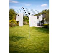 Swan Stealth 60m Rotary Airer with Adjustable Height, Steel Metal Ground Spike, Premium Zip Cover and Peg Bag with Carabiner, Aluminium Construction, Matt Black Finish, SWLC1005BLKN