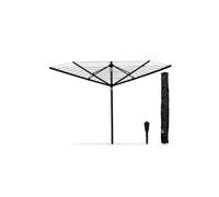 Swan Stealth 60m Rotary Airer with Adjustable Height, Steel Metal Ground Spike, Premium Zip Cover and Peg Bag with Carabiner, Aluminium Construction, Matt Black Finish, SWLC1005BLKN