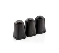 Swan Stealth Set of 3 Storage Canisters for Coffee/Sugar/Tea, Airtight Lids, 1.3L, Black