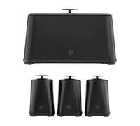 Swan Stealth Bread Bin & Canisters Kitchen Set (Black)