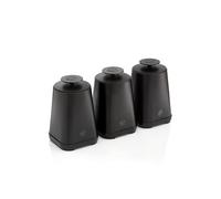 Swan Stealth Set of 3 Storage Canisters for Coffee/Sugar/Tea, Airtight Lids, 1.3L, Black