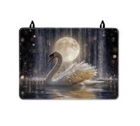 Swan Stove Top Cover for Electric Stove, Fantasy Elegant Moon Waterfall Winter White Pu Surface Stovetop Cover Board for Glass Surface Everyday Kitchen Use Decor 28x20 Inch