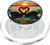 Swan Sunset Lotus Round Design PopSockets PopGrip for MagSafe