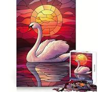 Swan Sunset Stained Glass Teenagers Puzzles 1000 Piece Jigsaws Boost Recall Relax Time Accurate Edge Amazing Present (50x75cm)