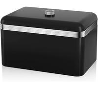 Swan SWKA1010BN Retro Bread Bin, Metal, 18 Litre, Black