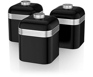Swan SWKA1020BN Black Retro 3 Canisters, Color-Coated Iron