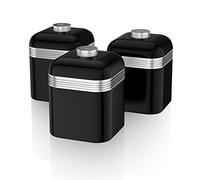 Swan SWKA1020BN Retro Kitchen Storage Canisters, Iron, Black, Set of 3