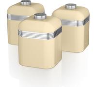 Swan SWKA1020CN Retro Kitchen Storage Canisters, Iron, Cream, Set of 3