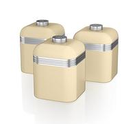 Swan SWKA1020CN Set of 3 Retro Storage Canisters, Cream
