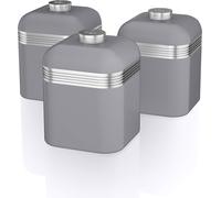 Swan SWKA1020GRN Retro Kitchen Storage Canisters, Iron, Grey, Set of 3