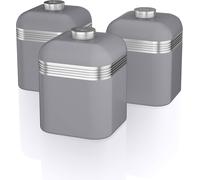 Swan SWKA1020GRN Retro Kitchen Storage Canisters, Set of 3, Iron, 1 Litre, Grey