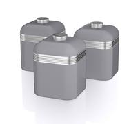 Swan SWKA1020GRN Set of 3 Retro Storage Canisters, Grey