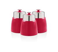 SWAN SWKA1024RN Retro Set of 3 Canisters, Red
