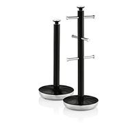 Swan SWKA1054BN Retro Towel Pole and Mug Tree, Black