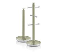 Swan SWKA1054GN Retro Towel Pole & Mug Tree, Green with Chrome Accents, Weighted Base
