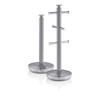 Swan SWKA1054GRN Retro Towel Pole and Mug Tree, Grey