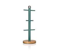 Swan SWKA17510GREN Nordic Scandi Mug Tree with Non-Slip Bamboo Base, Pine Green, Steel, One Size