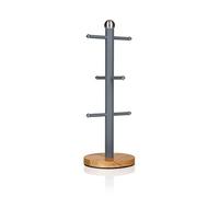 Swan SWKA17510GRYN Nordic Scandi Mug Tree with Non-Slip Bamboo Base, Slate Grey, Steel, One Size