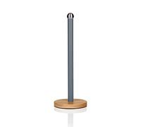 Swan SWKA17511GRYN Nordic Scandi Towel Pole/Kitchen Roll Holder with Non-Slip Wooden Base, Slate Grey, steel, Holds 1 Paper