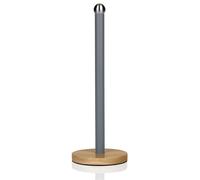 Swan SWKA17511GRYN Nordic Scandi Towel Pole/Kitchen Roll Holder with Non-Slip Wooden Base, Slate Grey, steel, Holds 1 Paper