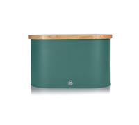 Swan SWKA17512GREN Nordic Scandi Bread Bin with Bamboo Cutting Board Lid, Pine Green, Steel, 1 Size