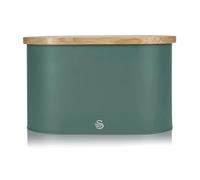 Swan SWKA17512GREN Nordic Scandi Bread Bin with Bamboo Cutting Board Lid, Pine Green, Steel