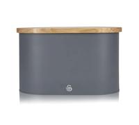 Swan SWKA17512GRYN Nordic Scandi Bread Bin with Bamboo Cutting Board Lid, Slate Grey, Steel