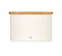 Swan SWKA17512WHTN Nordic Scandi Bread Bin with Bamboo Cutting Board Lid, Cotton White, Steel, One Size