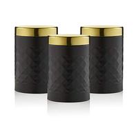 Swan SWKA17523BLKN Gatsby Set of 3 Kitchen Canisters, Tea Coffee Sugar, Black, One Size