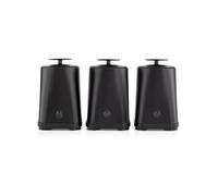 Swan SWKA18521BLKN Stealth Set of 3 Storage Canisters for Coffee/Sugar/Tea & Other Loose Ingredients, Airtight Lids, 1.3L, Black