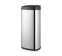 Swan SWKA4520SS Townhouse Round Sensor Bin with Hands-Free Opening Using Motion Sensor Technology, Bin Liner Retainer Ring, Large 50L Capacity, Stainless Steel with Black Lid