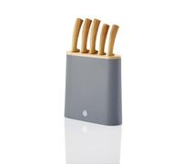 Swan SWKB1060GRYN Nordic 5 -Piece Knife Block, Bamboo Top and Handles, Stainless Steel, Fine Edge, Ergonomic Handles, Scandinavian Design, Knives
