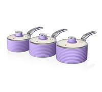 Swan SWPS3020PURN Retro 3 Piece Saucepan Set Purple