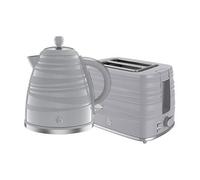 Swan Symphony 2 Pack Kettle and Toaster Set in Grey, Contemporary Style, Eye-Catching Gloss and Matte Ribbon Motif, Energy Efficient, STP3050GRN