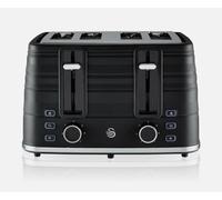 Swan ST31054BN 4-Slice Symphony Toaster, Black, Defrost, Cancel and Reheat Functions, Independent Browning Controls