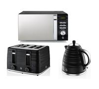 Swan Symphony Black Kettle, 4 Slice Toaster & Digital Microwave